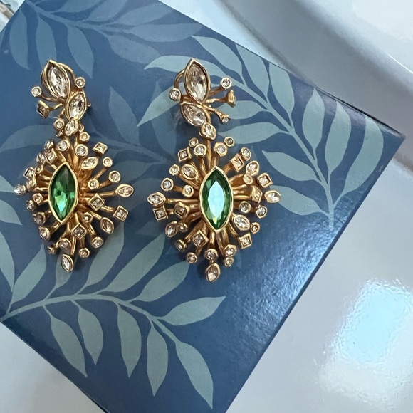 Alexis Bittar Gold and Green Statement Earrings - Picture 5 of 7